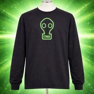 Ethika Neon Green Gas Mask Black LS Shirt 2XL XXL